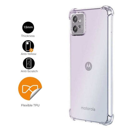 Funda de TPU para MOTOROLA moto g32, Carcasa Flexible con Esquinas Reforzadas Antigolpes, Protección en Cámaras, Silicona Transparente