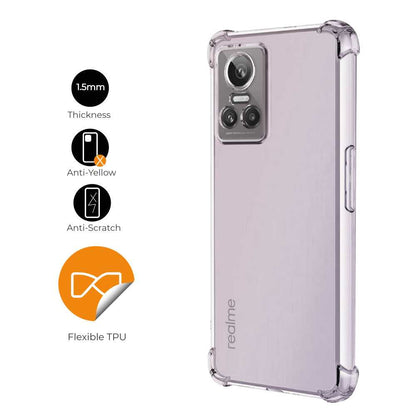 Funda de TPU para realme gt neo 3, Carcasa Flexible con Esquinas Reforzadas Antigolpes, Protección en Cámaras, Silicona Transparente