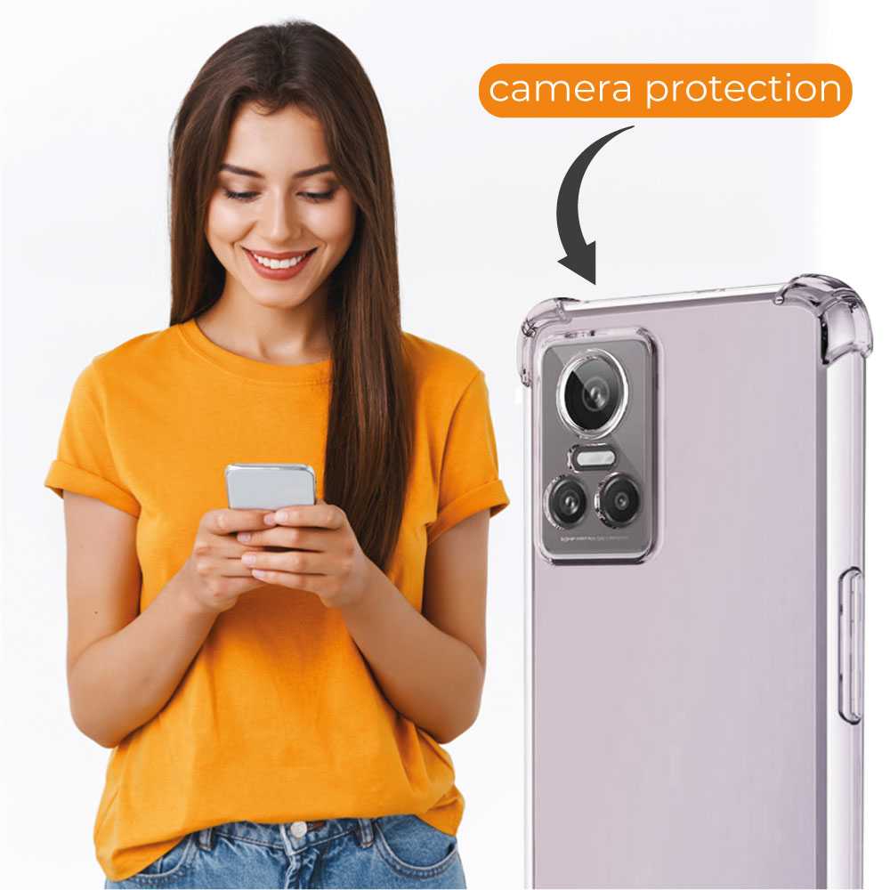 Funda de TPU para realme gt neo 3, Carcasa Flexible con Esquinas Reforzadas Antigolpes, Protección en Cámaras, Silicona Transparente