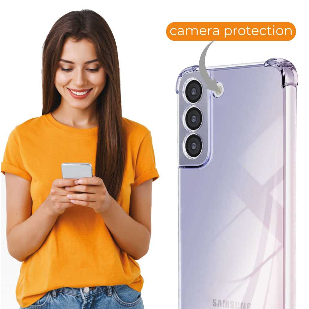 Funda de TPU para Samsung Galaxy S22 Plus, Carcasa Flexible con Esquinas Reforzadas Antigolpes, Protección en Cámaras, Silicona Transparente