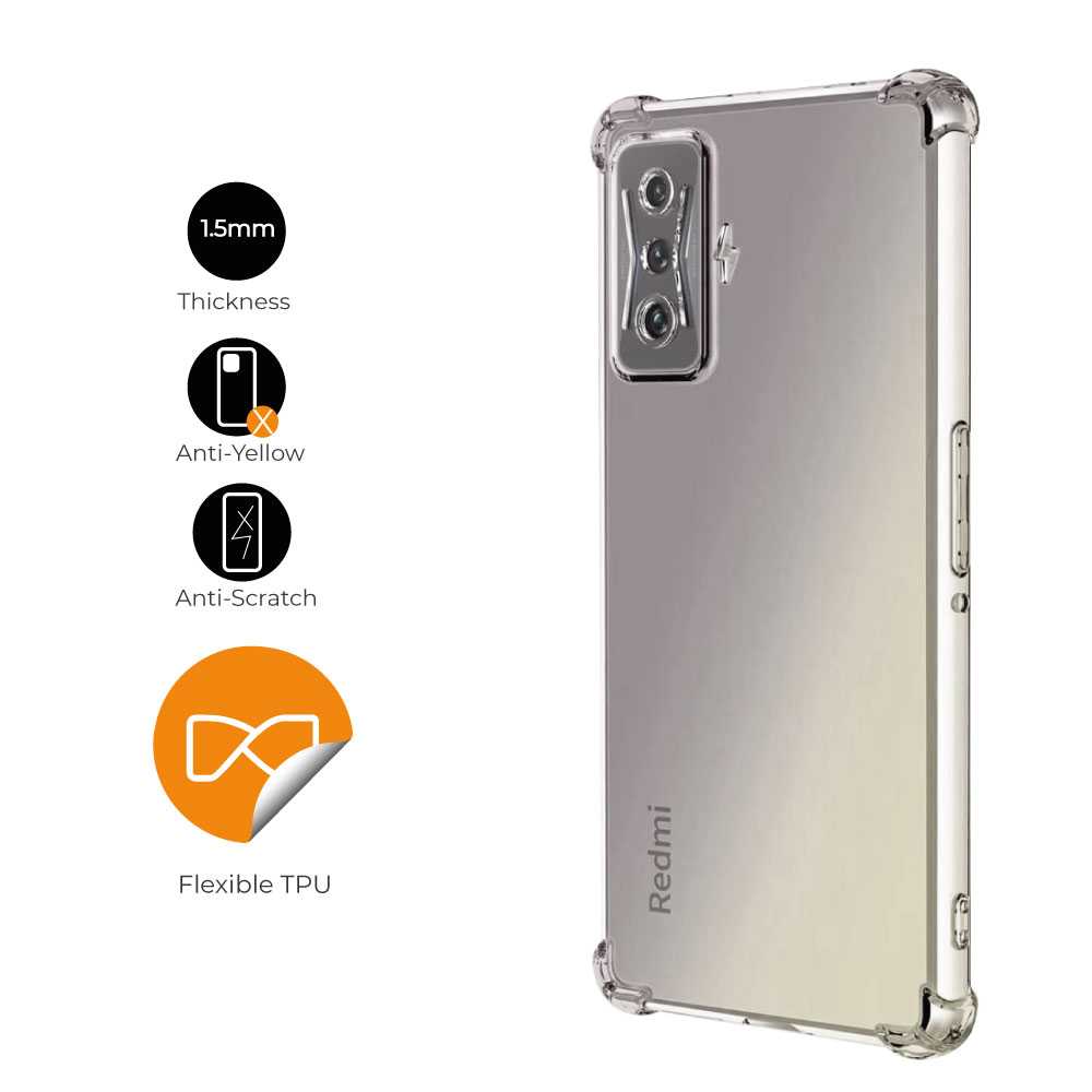 Funda de TPU para Xiaomi Poco F4 GT, Carcasa Flexible con Esquinas Reforzadas Antigolpes, Protección en Cámaras, Silicona Transparente