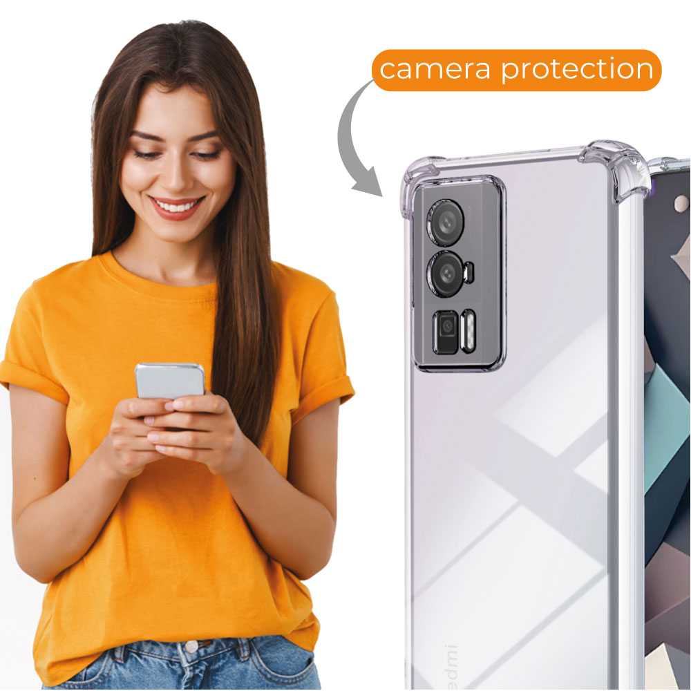 Funda de TPU para poco f5 pro, Carcasa Flexible con Esquinas Reforzadas Antigolpes, Protección en Cámaras, Silicona Transparente