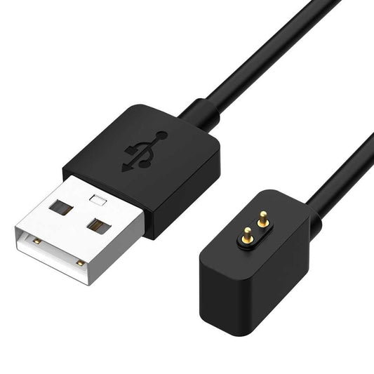 Cable Carga Magnética Blanco 2 Pines Negro Compatible con Xiaomi Mi Band 8, Redmi Band 2 Cargador Magnético USB Dos Imanes Recambio Repuesto Reemplazo Reloj Inteligente