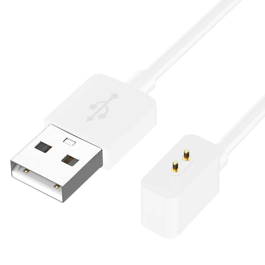 Cable Carga Magnética Blanco 2 Pines Blanco Compatible con Xiaomi Mi Band 8, Redmi Band 2 Cargador Magnético USB Dos Imanes Recambio Repuesto Reemplazo Reloj Inteligente