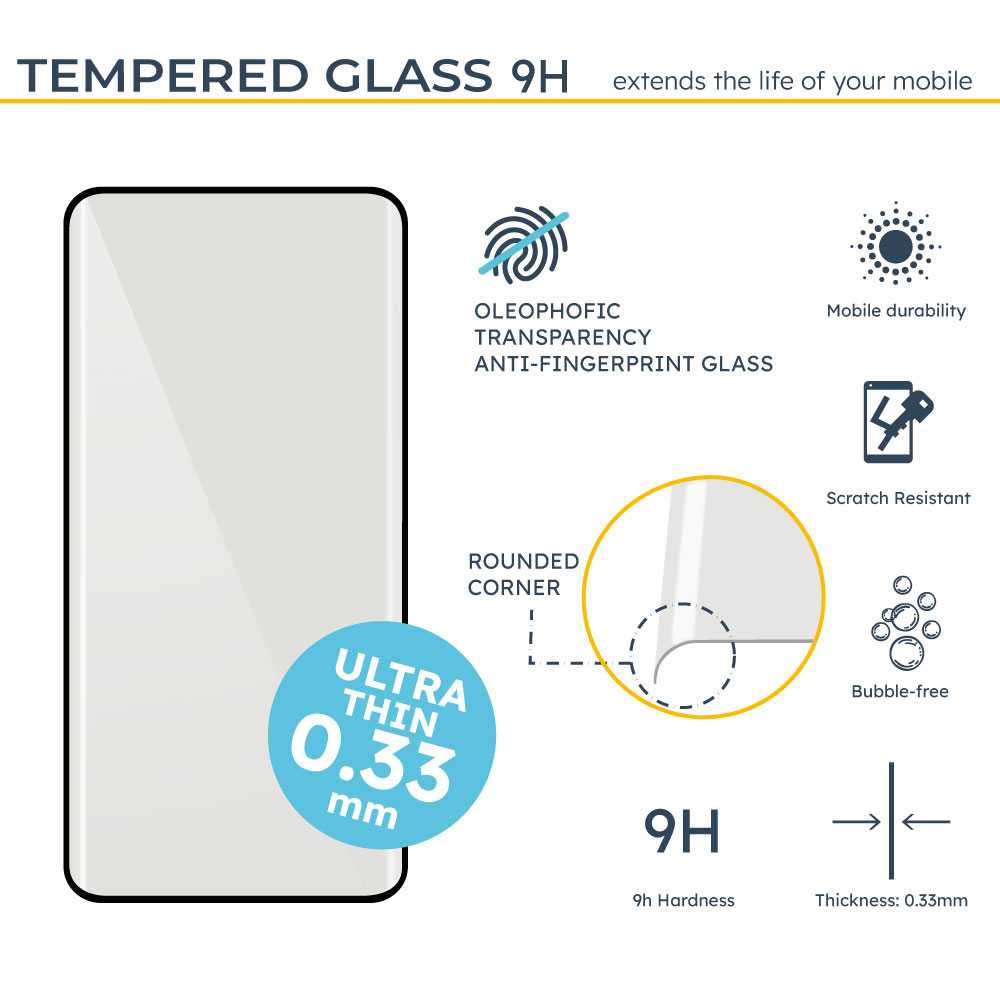 Protector de Pantalla Cristal Vidrio Curvo Pegamento con Borde Templado Premium 2.5D 9H compatible con Huawei Nova 10