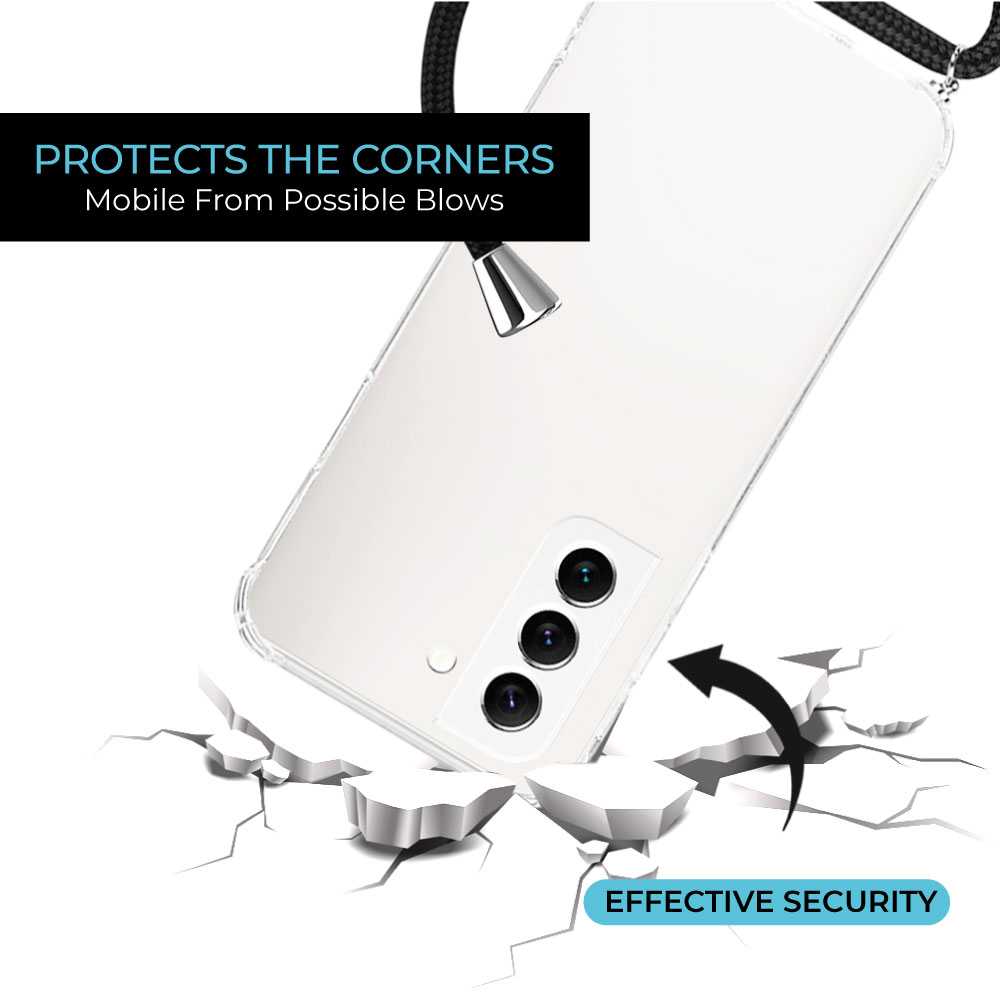 Funda de TPU para Samsung S22 5G, Carcasa Flexible con Colgante, Antigolpes, Protección en Cámaras, funda con colgante