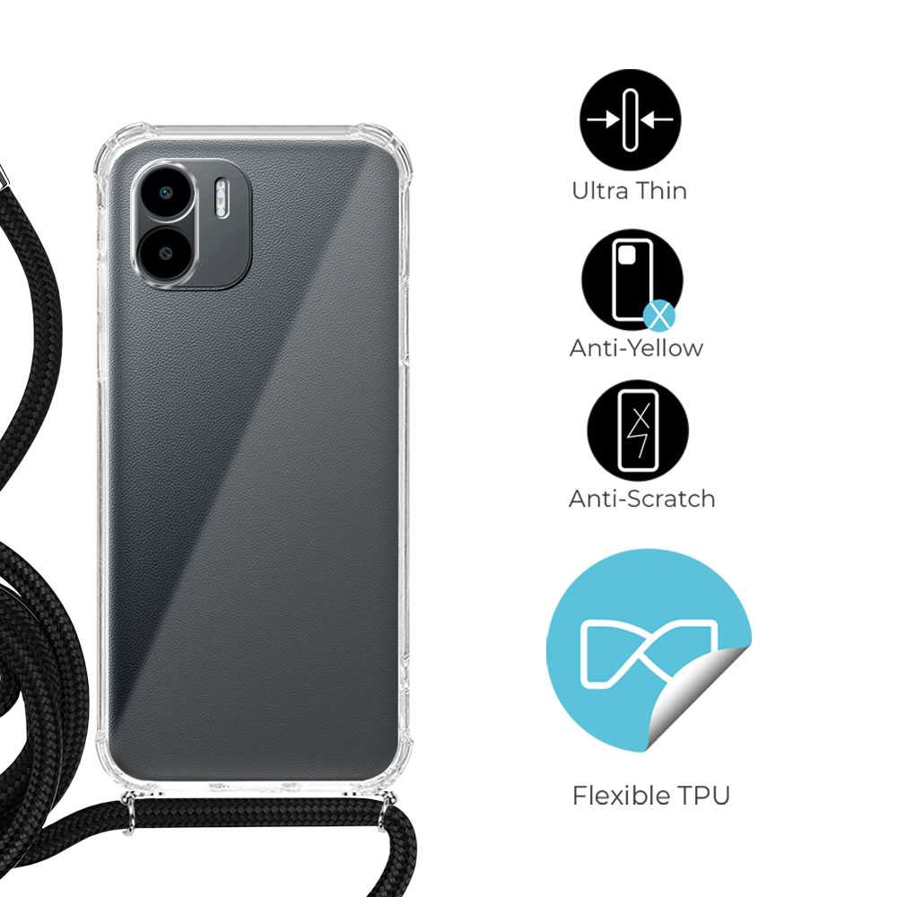 Funda de TPU para Redmi A1 Plus, Carcasa Flexible con Colgante, Antigolpes, Protección en Cámaras, funda con colgante
