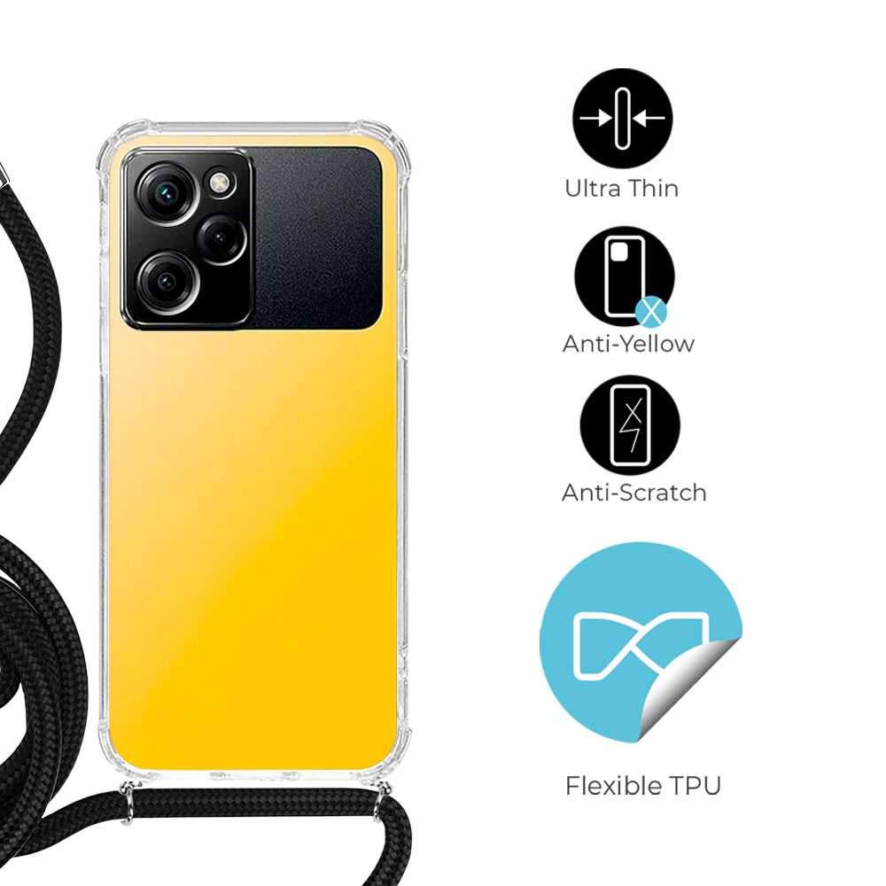 Funda de TPU para Poco X5 Pro/Note 12 Pro, Carcasa Flexible con Colgante, Antigolpes, Protección en Cámaras, funda con colgante