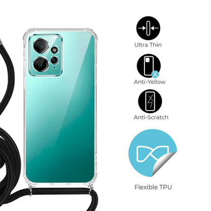 Funda de TPU para Redmi Note 12 4G, Carcasa Flexible con Colgante, Antigolpes, Protección en Cámaras, funda con colgante