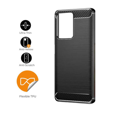 Funda Protectora Negra para Poco X4 GT, Carcasa de Proteccion Efecto fibra de carbono, Proteccion para la Camara Trasera, Flexible en Silicona Gel