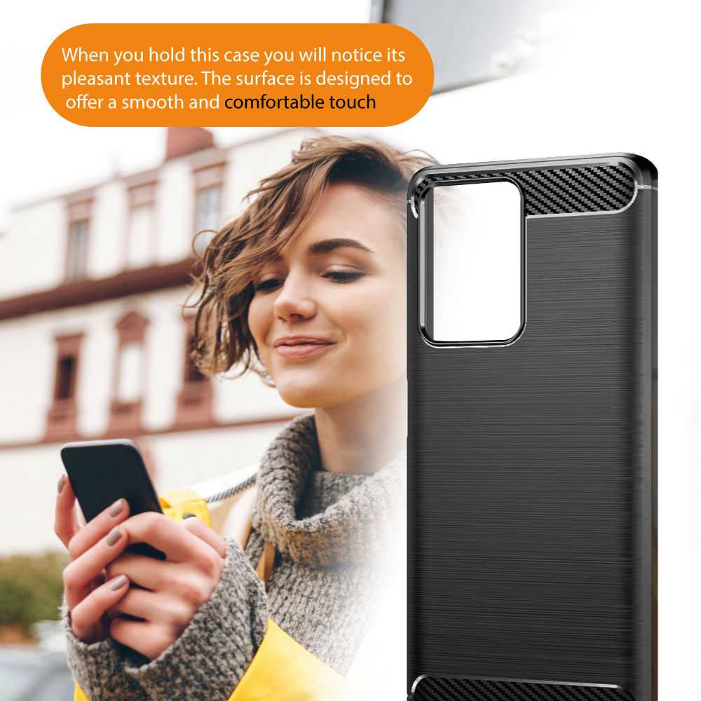 Funda Protectora Negra para Poco X4 GT, Carcasa de Proteccion Efecto fibra de carbono, Proteccion para la Camara Trasera, Flexible en Silicona Gel