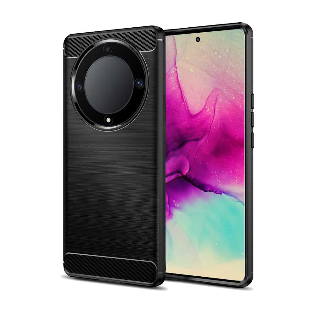 Funda Protectora Negra para Magic 5 Lite / X40 / X9A, Carcasa de Proteccion Efecto fibra de carbono, Proteccion para la Camara Trasera, Flexible en Silicona Gel