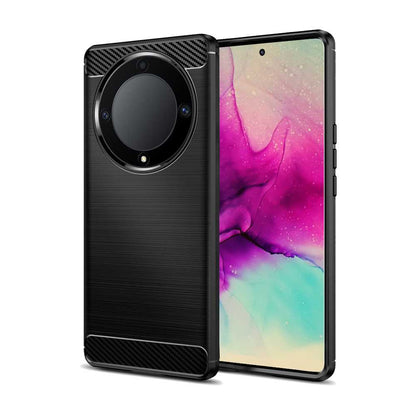 Funda Protectora Negra para Magic 5 Lite / X40 / X9A, Carcasa de Proteccion Efecto fibra de carbono, Proteccion para la Camara Trasera, Flexible en Silicona Gel