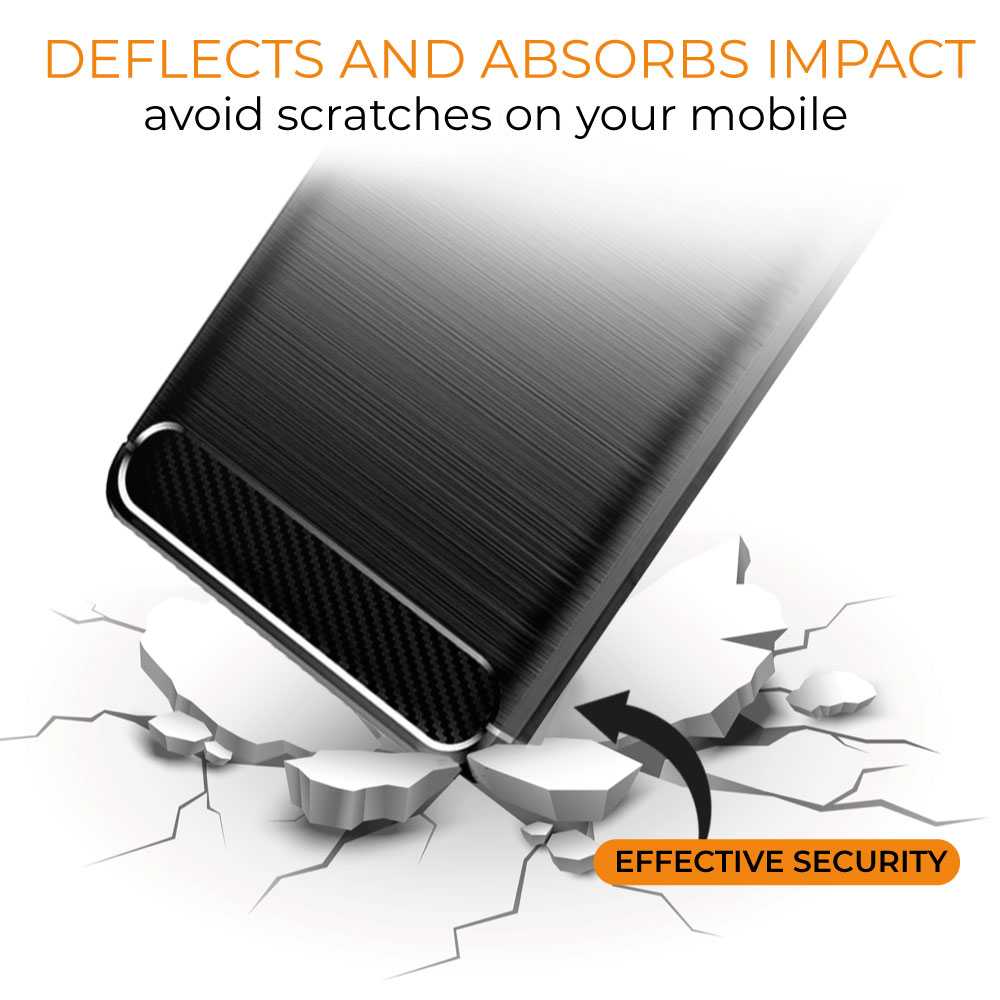 Funda Protectora Negra para Redmi A1 / Redmi A2, Carcasa de Proteccion Efecto fibra de carbono, Proteccion para la Camara Trasera, Flexible en Silicona Gel