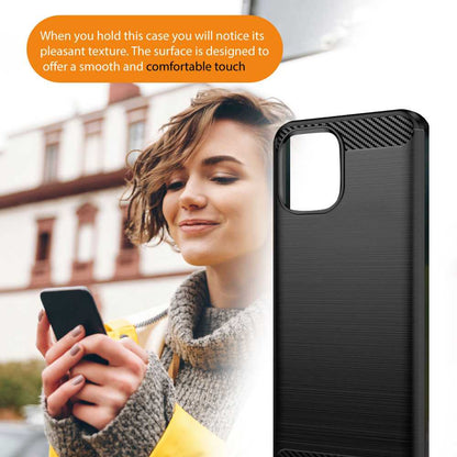 Funda Protectora Negra para Redmi A1 / Redmi A2, Carcasa de Proteccion Efecto fibra de carbono, Proteccion para la Camara Trasera, Flexible en Silicona Gel