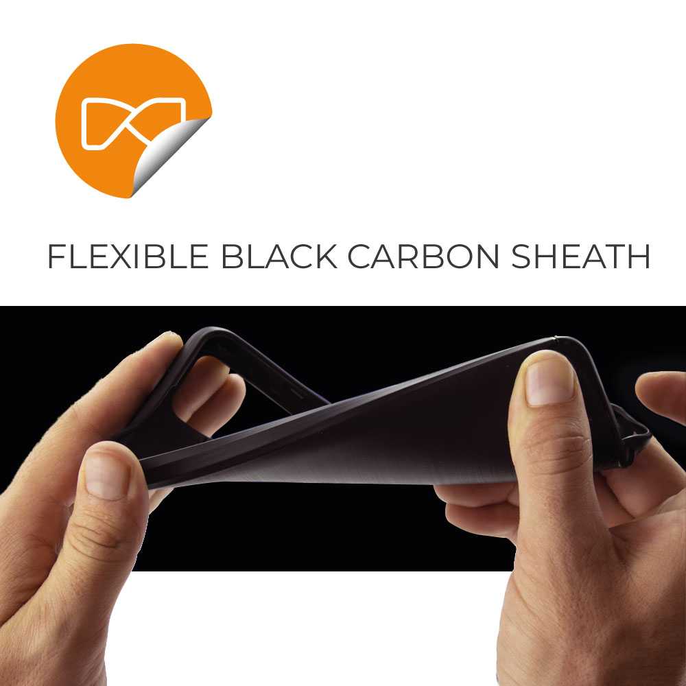 Funda Protectora Negra para Galaxy A22 5G / Galaxy F42 5G / Galaxy Wide5, Carcasa de Proteccion Efecto fibra de carbono, Proteccion para la Camara Trasera, Flexible en Silicona Gel