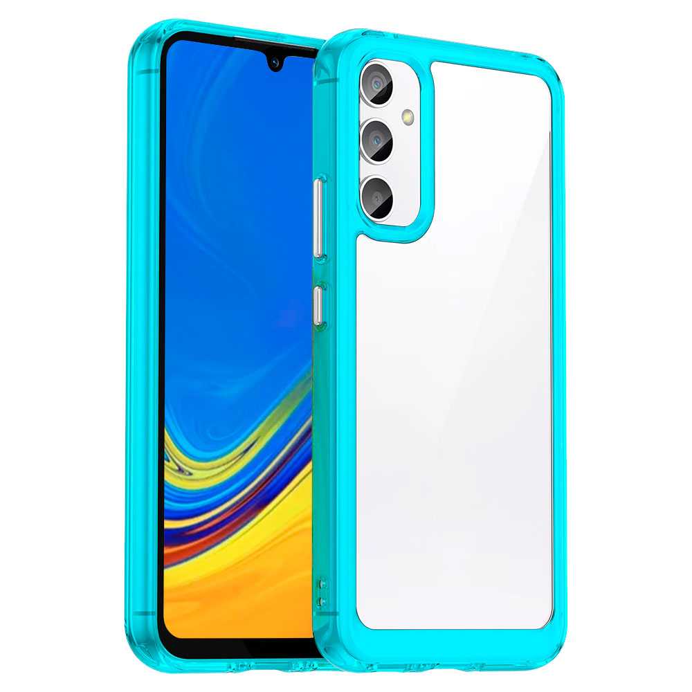 Funda de TPU para Galaxy A54 5G, Funda transparente con borde azul, Proteccion en Camaras, Silicona Transparente