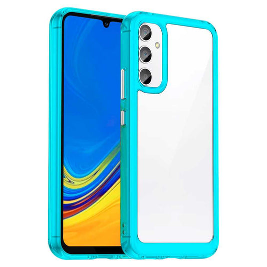 Funda de TPU para Galaxy A54 5G, Funda transparente con borde azul, Proteccion en Camaras, Silicona Transparente