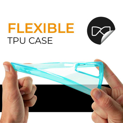 Funda de TPU para Galaxy A54 5G, Funda transparente con borde azul, Proteccion en Camaras, Silicona Transparente