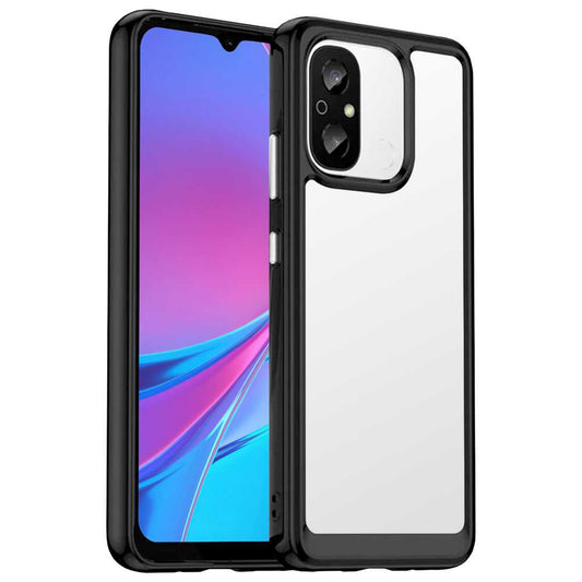 Funda de TPU para Redmi 12C, Funda transparente con borde negro, Proteccion en Camaras, Silicona Transparente