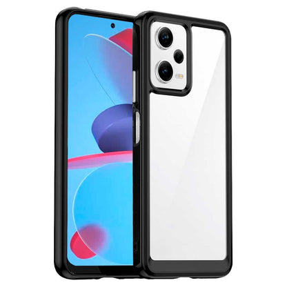 Funda de TPU para Redmi Note 12 Pro 5G, Funda transparente con borde negro, Proteccion en Camaras, Silicona Transparente