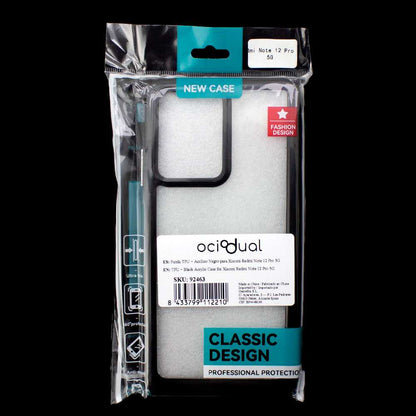 Funda de TPU para Redmi Note 12 Pro 5G, Funda transparente con borde negro, Proteccion en Camaras, Silicona Transparente