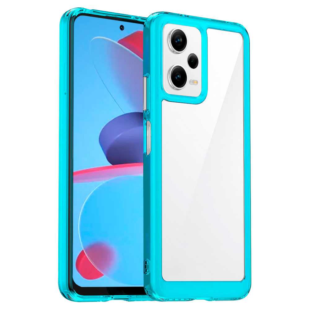 Funda de TPU para Redmi Note 12 Pro 5G, Funda transparente con borde azul, Proteccion en Camaras, Silicona Transparente