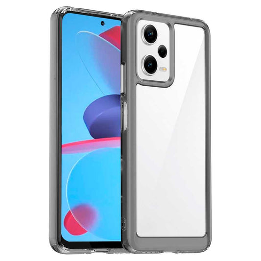 Funda de TPU para Redmi Note 12 Pro 5G, Funda transparente con borde gris claro, Proteccion en Camaras, Silicona Transparente