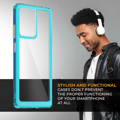 Funda de TPU para Redmi Note 12 Pro, Funda transparente con borde azul, Proteccion en Camaras, Silicona Transparente