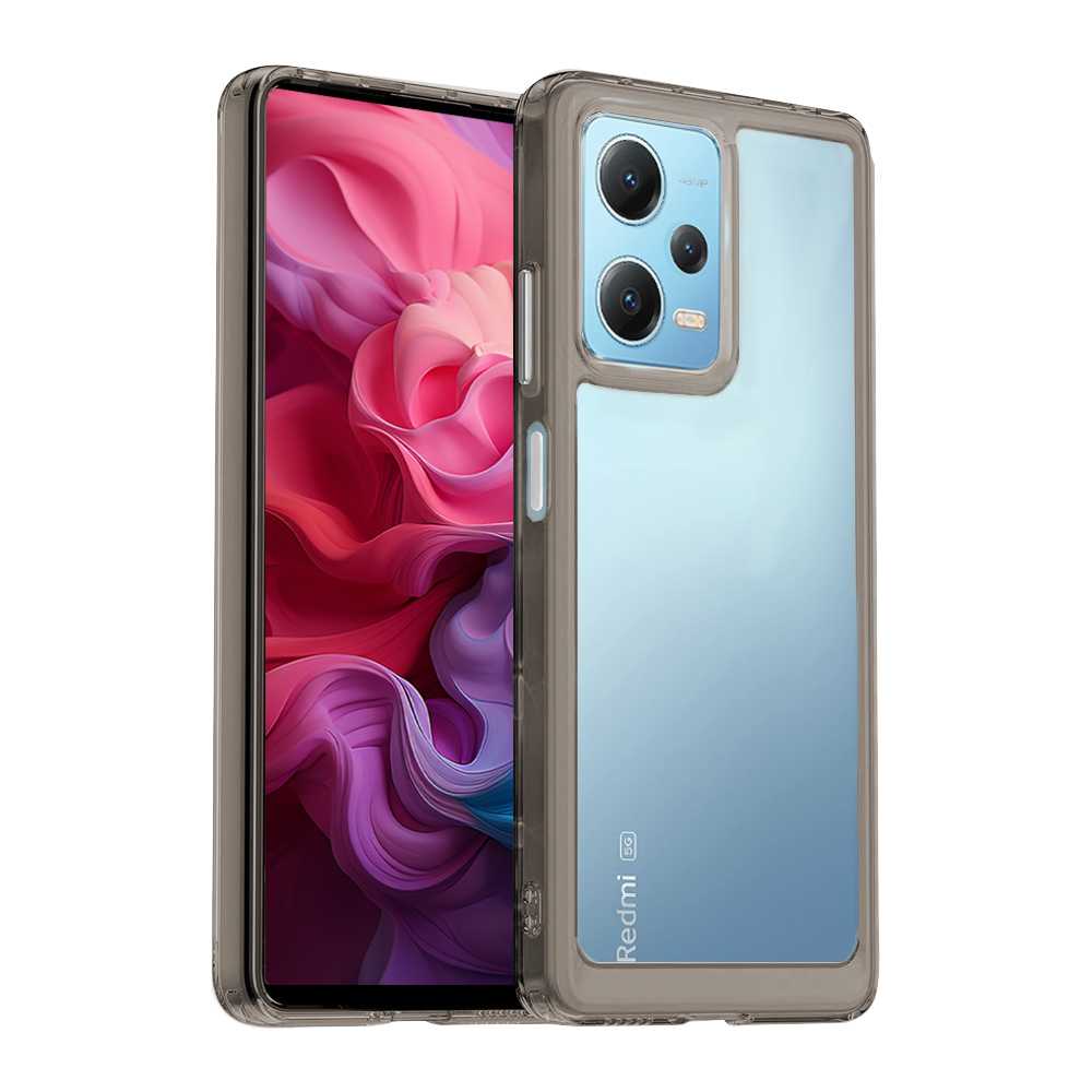 Funda de TPU para Redmi Note 12 Pro, Funda transparente con borde gris claro, Proteccion en Camaras, Silicona Transparente