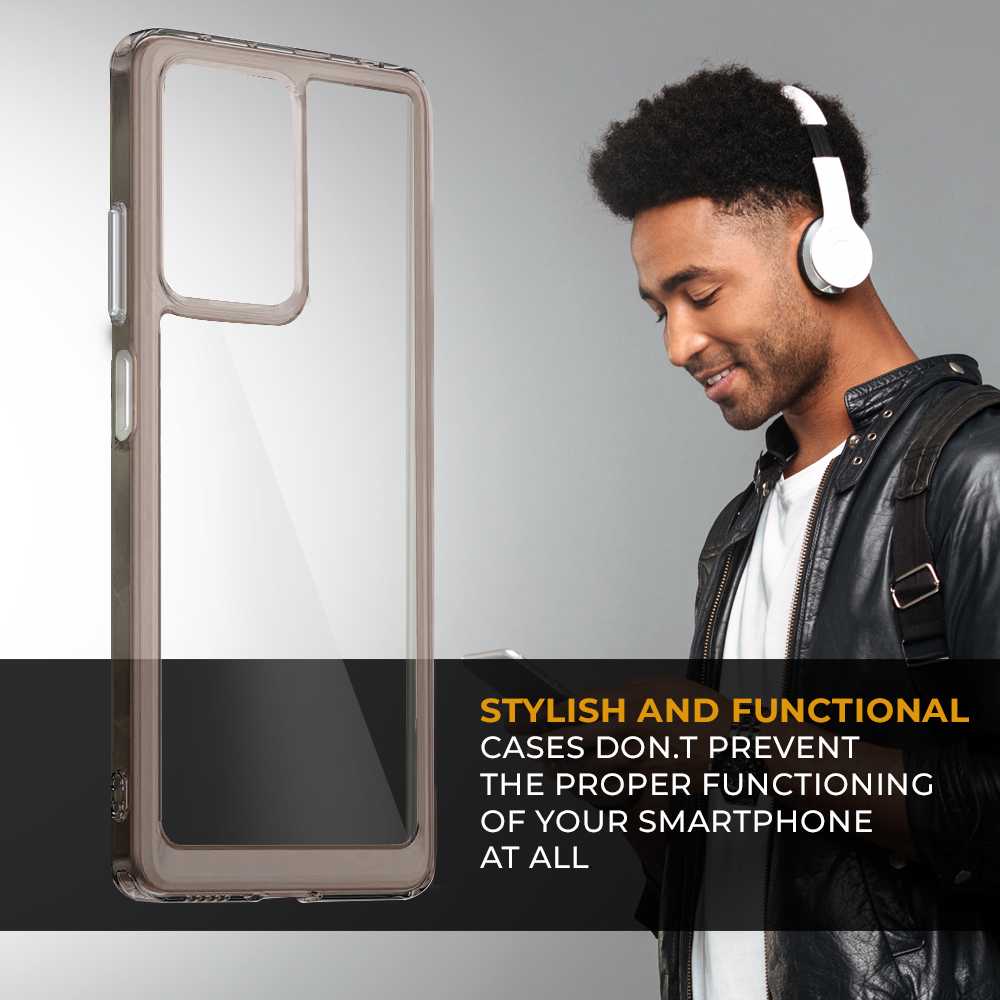 Funda de TPU para Redmi Note 12 Pro, Funda transparente con borde gris claro, Proteccion en Camaras, Silicona Transparente