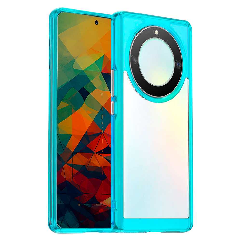 Funda de TPU para Magic5 Lite, Funda transparente con borde azul, Proteccion en Camaras, Silicona Transparente