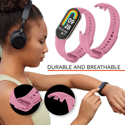 Correa de Recambio para Xiaomi Mi Band 8, de color Rosa Palo, Pulsera de Repuesto de Silicona Suave Flexible Sport Goma