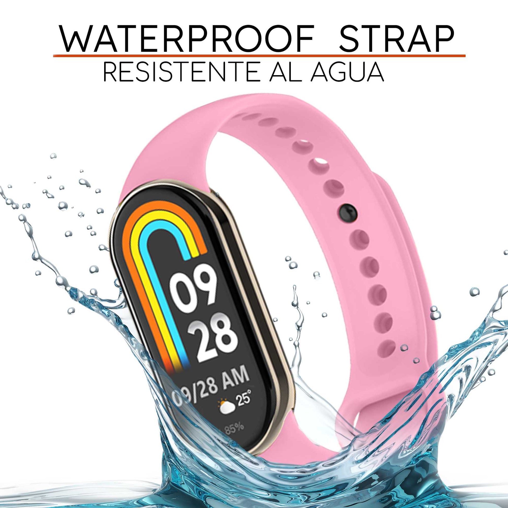 Correa de Recambio para Xiaomi Mi Band 8, de color Rosa Palo, Pulsera de Repuesto de Silicona Suave Flexible Sport Goma