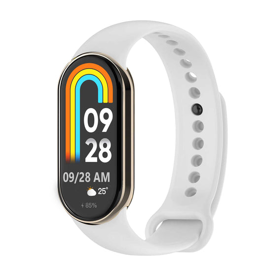 Correa de Recambio Compatible con Xiaomi Mi Band 9 y Mi Band 8, de color Blanco, Repuesto de Silicona