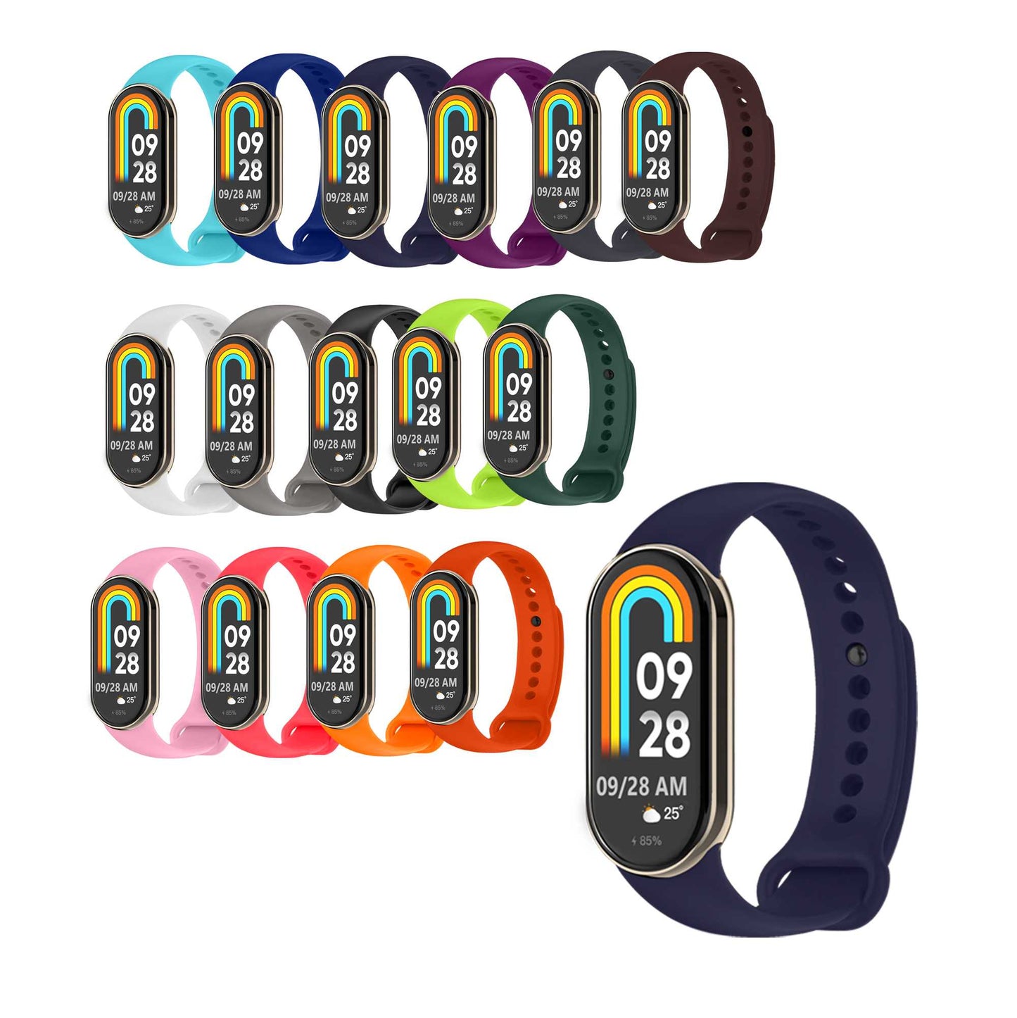 Correa de Recambio Compatible con Xiaomi Mi Band 9 y Mi Band 8, de color Azul Medianoche, Repuesto de Silicona