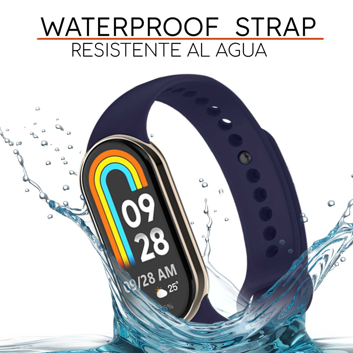 Correa de Recambio para Xiaomi Mi Band 8, de color Azul Medianoche, Pulsera de Repuesto de Silicona Suave Flexible Sport Goma