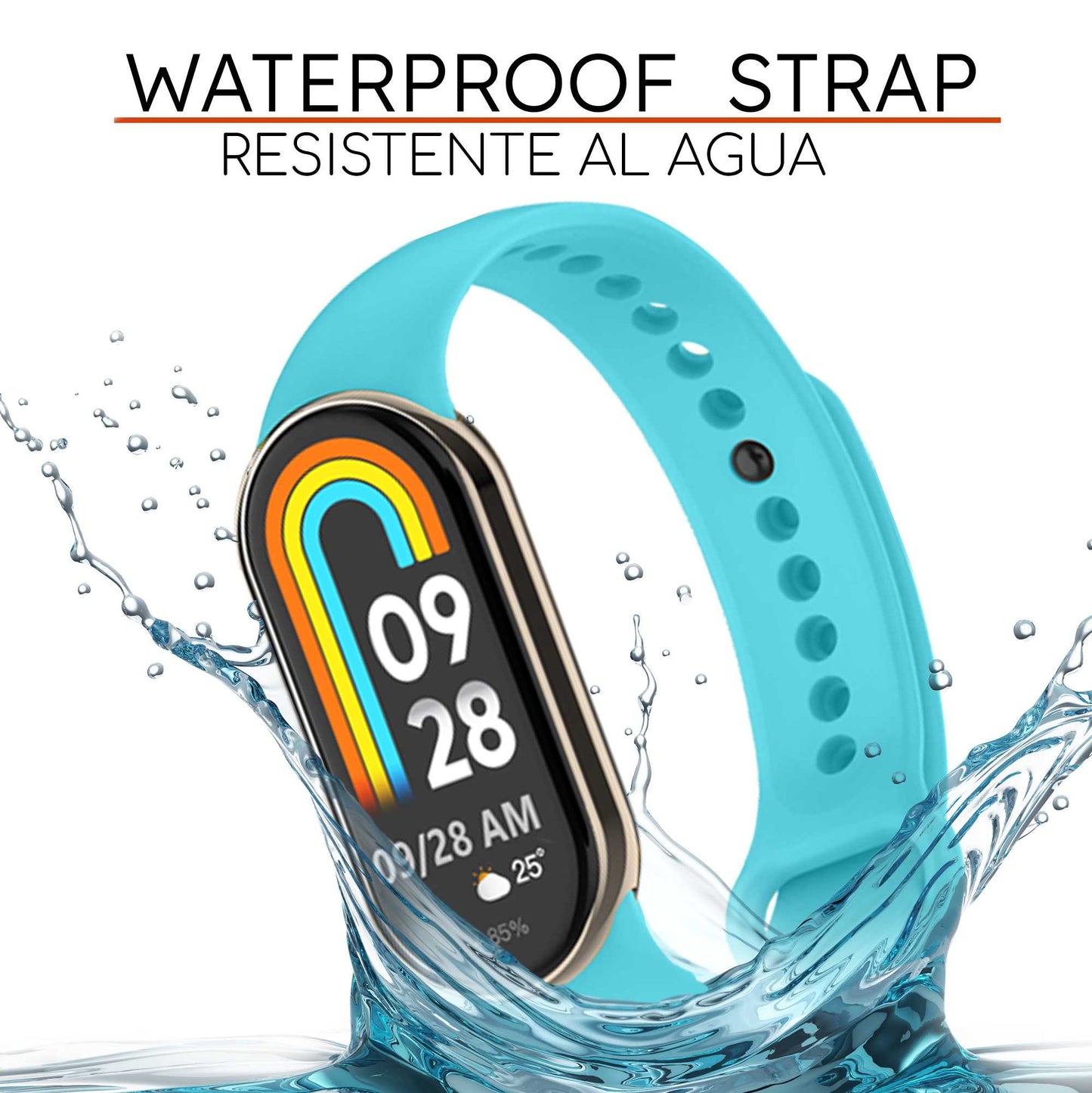 Correa de Recambio para Xiaomi Mi Band 8, de color Azul Celeste, Pulsera de Repuesto de Silicona Suave Flexible Sport Goma