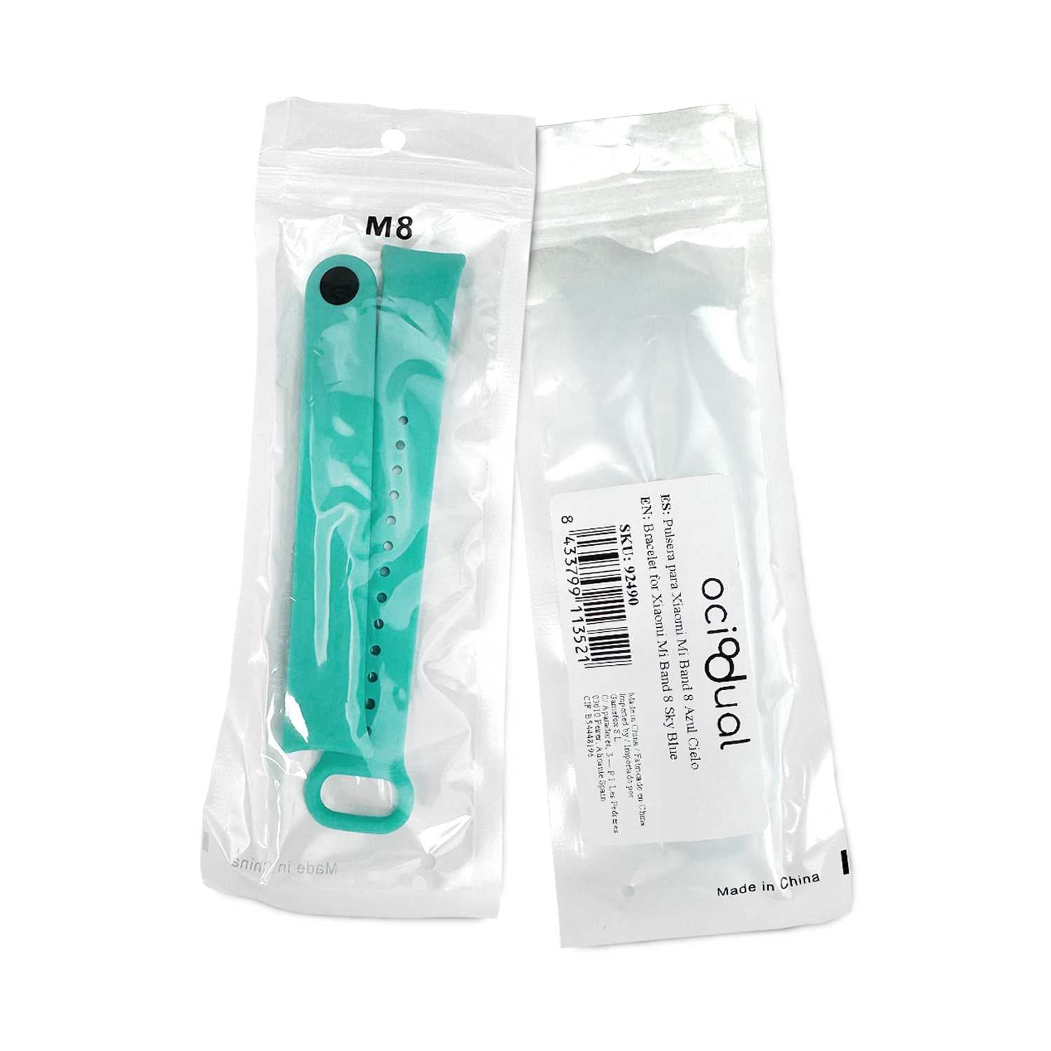 Correa de Recambio Compatible con Xiaomi Mi Band 9 y Mi Band 8, de color Azul Celeste, Repuesto de Silicona