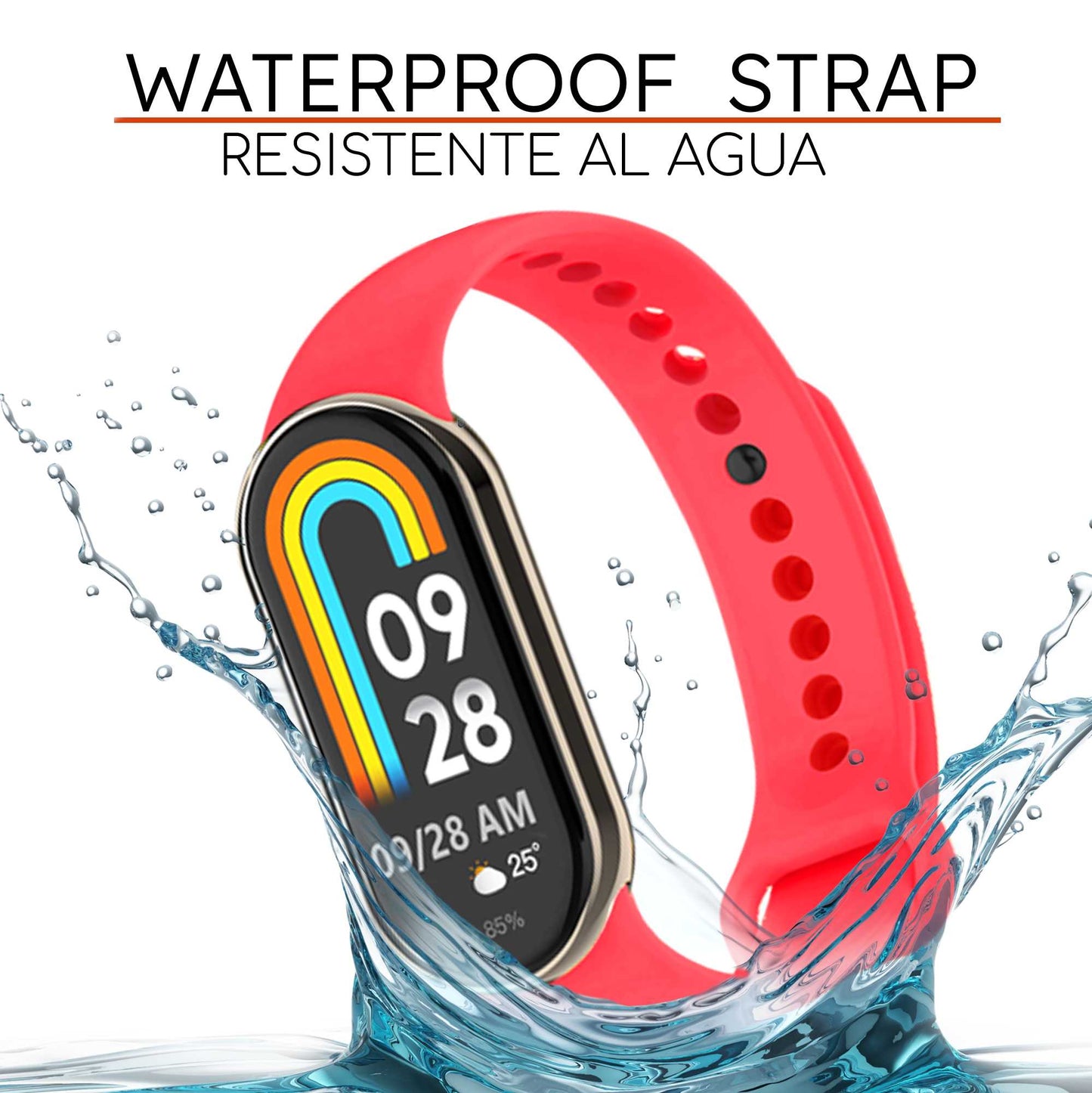 Correa de Recambio para Xiaomi Mi Band 8, de color Rosa, Pulsera de Repuesto de Silicona Suave Flexible Sport Goma