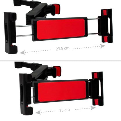 Soporte Tablet Coche, Soporte de Reposacabezas 360º, 4,4'-11', Abrazadera Extensible Compatible con iPads, Tablets, Libros Electrónicos