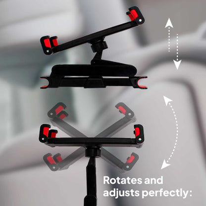 OcioDual Soporte Tablet Coche Reposacabezas, Abrazadera para Reposacabezas, Soporte para Tablet Coche Extensible, Rotación 360º,