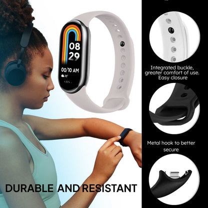 Correa de Recambio para Xiaomi Mi Band 8, de color Hueso, Pulsera de Repuesto de Silicona, Enganche Métalico, Flexible