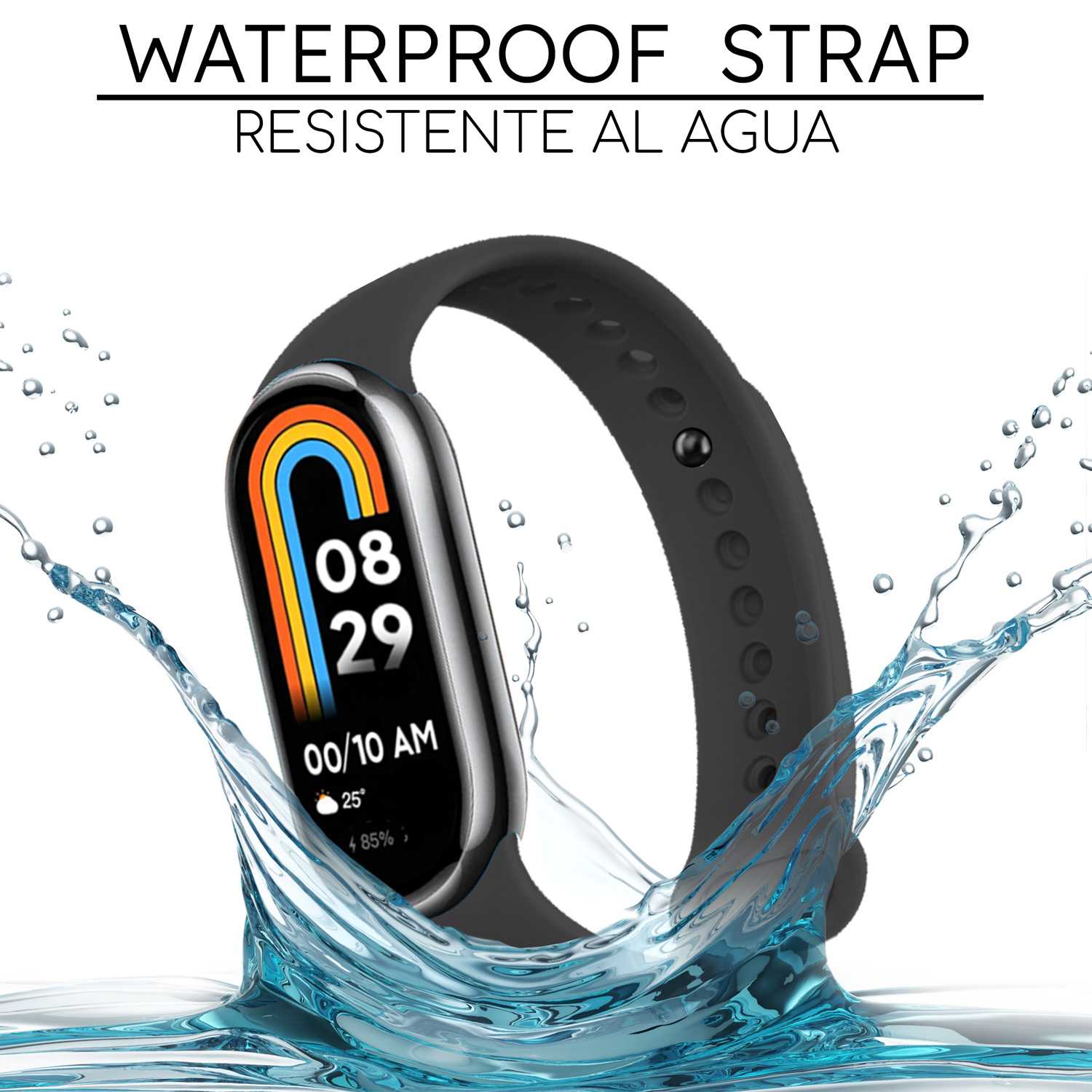 Correa de Recambio para Xiaomi Mi Band 9 y Mi Band 8, de color Gris, Enganche Métalico, Flexible Sport
