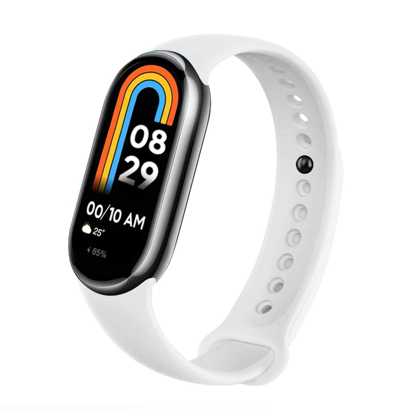 Correa de Recambio para Xiaomi Mi Band 8, de color Blanco, Pulsera de Repuesto de Silicona, Enganche Métalico, Flexible