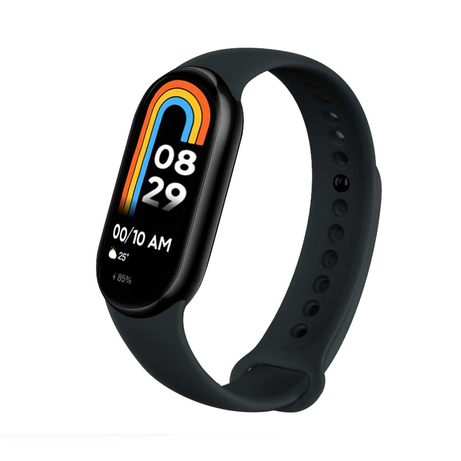 Correa de Recambio para Xiaomi Mi Band 8, de color Negro, Pulsera de Repuesto de Silicona, Enganche Métalico, Flexible