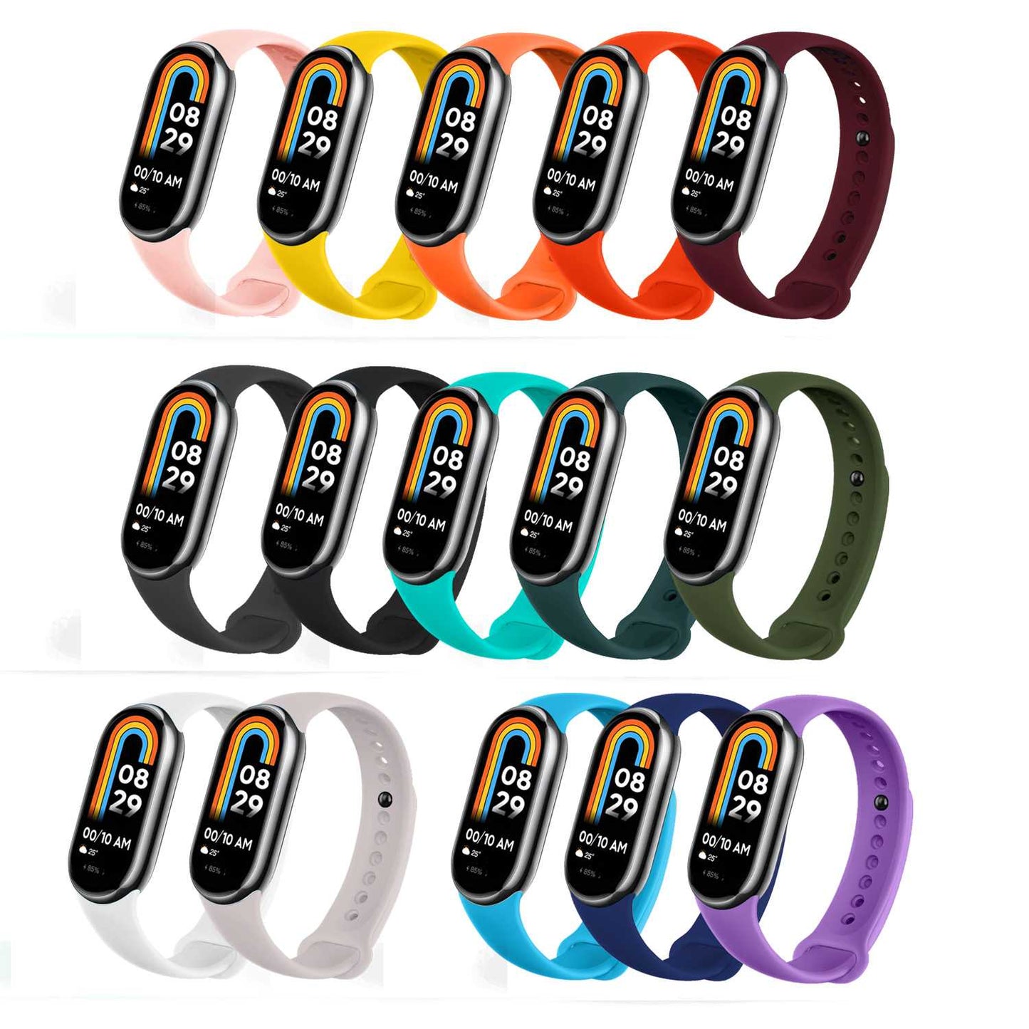 Correa de Recambio para Xiaomi Mi Band 8, de color Rojo, Pulsera de Repuesto de Silicona, Enganche Métalico, Flexible