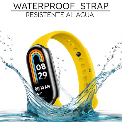 Correa de Recambio para Xiaomi Mi Band 8, de color Amarillo, Pulsera de Repuesto de Silicona, Enganche Métalico, Flexible