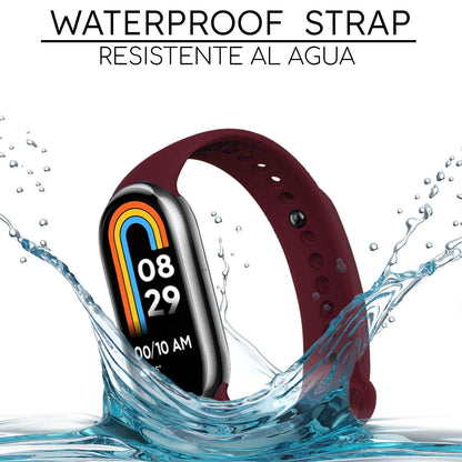 Correa de Recambio para Xiaomi Mi Band 9 y Mi Band 8, de color Rojo Vino, Enganche Métalico, Flexible Sport