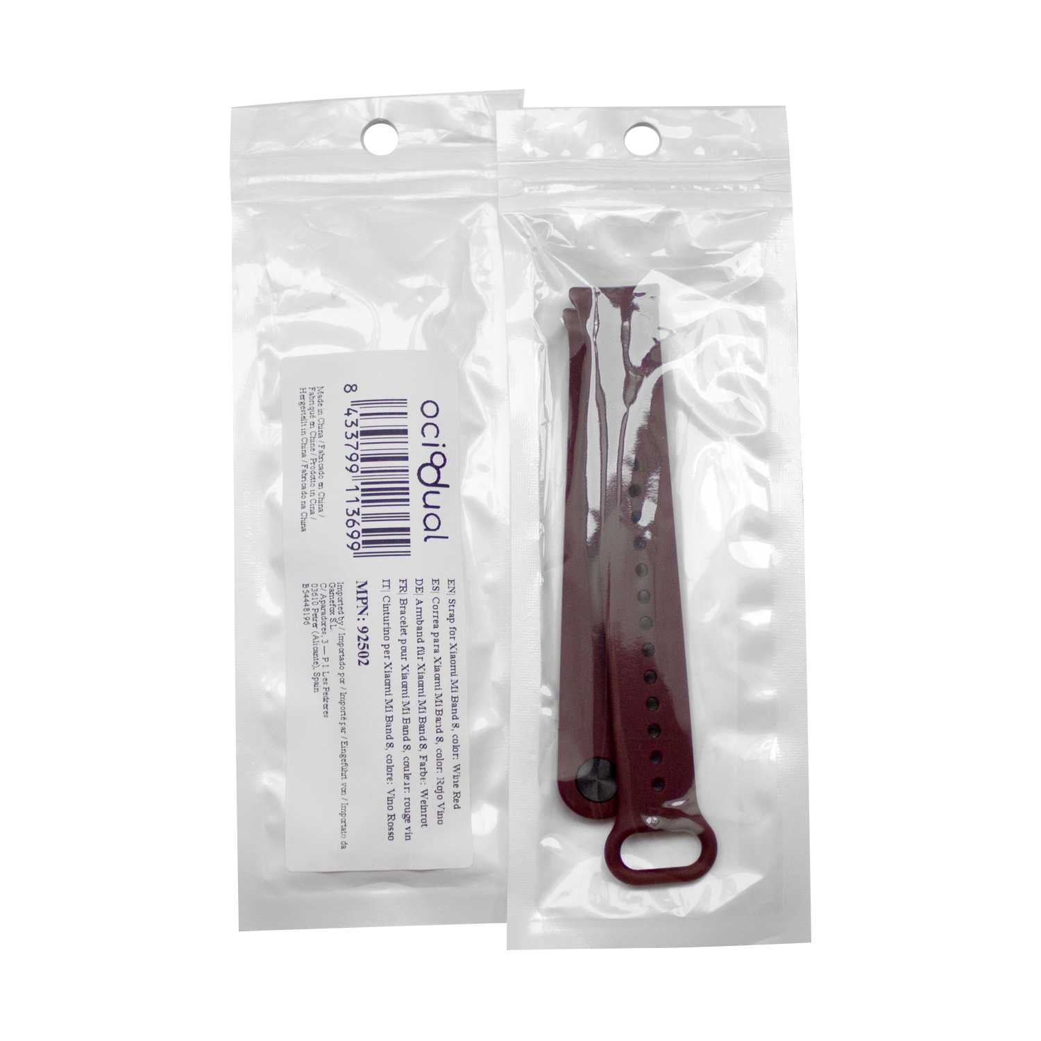 Correa de Recambio para Xiaomi Mi Band 9 y Mi Band 8, de color Rojo Vino, Enganche Métalico, Flexible Sport